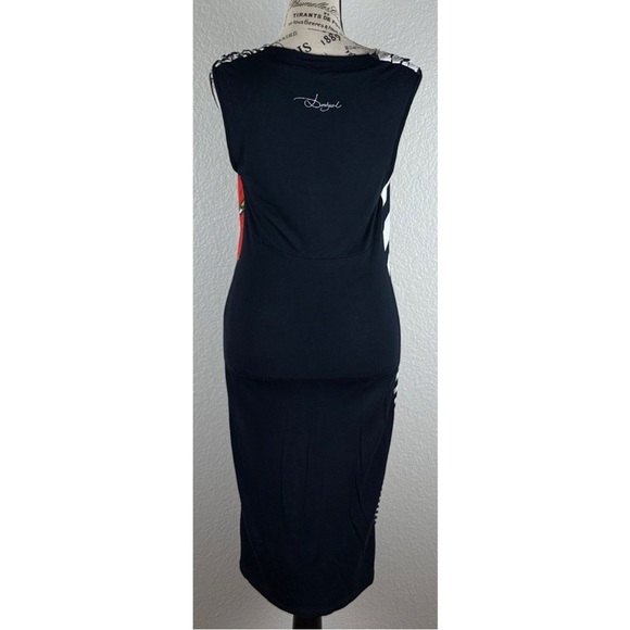 Desigual Women's Sara Draped Fitted Stripped Floral Printed Bodycon Dress Small - Picture 7 of 10